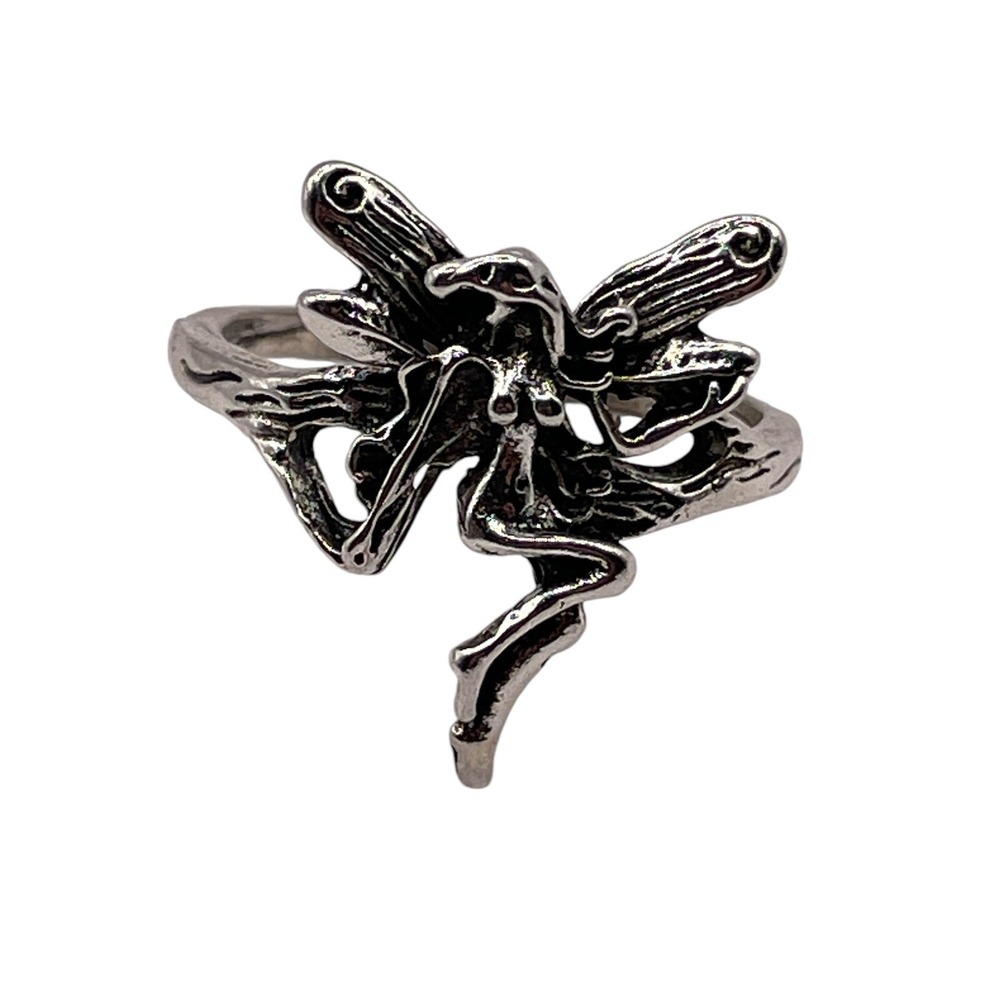 Fairly Pixie Silver Tone Erotic Fashion Ring Size 7.5 Textured Mythological NEW - Picture 7 of 10